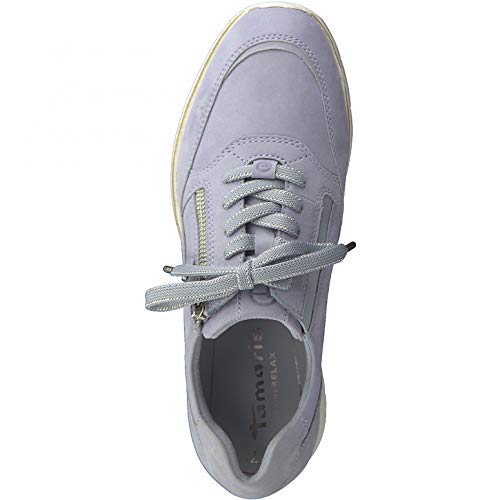 Tamaris Mujer Zapatillas, señora Bajo,Cuña de tacón,Zapatos Bajos,con Cordones,Zapatos de Calle,Zapatillas de Deporte,Sky Pearl,37 EU / 4 UK