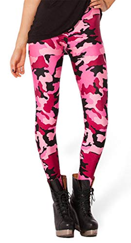 Tamskyt - Mallas ajustadas para mujer, con estampado digital de unicornio para entrenar Rosa Camuflaje rosa. Talla única