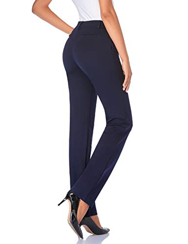 Tapata Mujer 76cm/81cm/86cm Pantalones Pierna Recta Elásticos con Bolsillos, Pequeño/Regular/Alto para Oficina Negocios Casual, 30'' Azul Marino, XXL