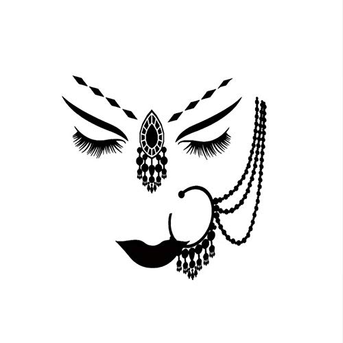 Tatuajes De Pared India Chica Hindú Piercing Para La Cara Mujer Pegatinas Para La Cara 45 * 54Cm