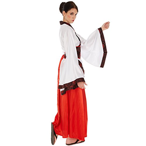 TecTake dressforfun Disfraz de Asiática Chino para Mujer | Kimono de Satén Brillante | Incl. Faja Muy práctica (L | No. 301022)