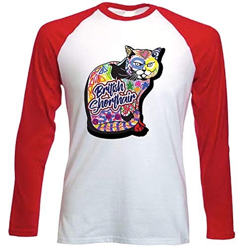 teesquare1st British Shorthair Camiseta DE Mangas ROJA LARGAS T-Shirt Size Xxxlarge