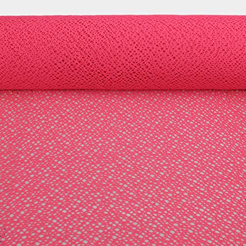 TEJIDO DE RED DE LYCRA EN COLORES LISOS CON DESTELLOS DE BRILLO FOIL DE ANCHO 150cm POR METRO, TELA DE RED ARAÑA IDEAL PARA DECORACIÓN Y VESTUARIO ARTÍSTICO (FUCSÍA, 3 METROS)
