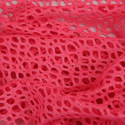 TEJIDO DE RED DE LYCRA EN COLORES LISOS CON DESTELLOS DE BRILLO FOIL DE ANCHO 150cm POR METRO, TELA DE RED ARAÑA IDEAL PARA DECORACIÓN Y VESTUARIO ARTÍSTICO (FUCSÍA, 3 METROS)