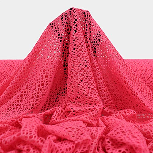 TEJIDO DE RED DE LYCRA EN COLORES LISOS CON DESTELLOS DE BRILLO FOIL DE ANCHO 150cm POR METRO, TELA DE RED ARAÑA IDEAL PARA DECORACIÓN Y VESTUARIO ARTÍSTICO (FUCSÍA, 3 METROS)