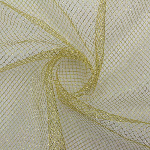 TELA DE RED MALLA DORADA BRILLANTE DE ANCHO 150cm, RED DE PANAL DE ABEJA EN ORO (ORO, 1 METRO)