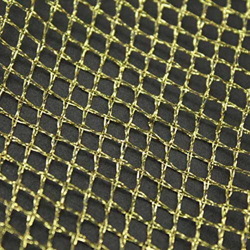 TELA DE RED MALLA DORADA BRILLANTE DE ANCHO 150cm, RED DE PANAL DE ABEJA EN ORO (ORO, 1 METRO)