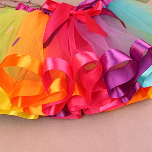TENDYCOCO Falda tutú Ballet en Capas Malla de Tul Falda de Danza Arco Iris Falda de Tul Vestido con Volantes Tutus Escalonado con ala para Fiesta Banquete Escenario (Tamaño L)