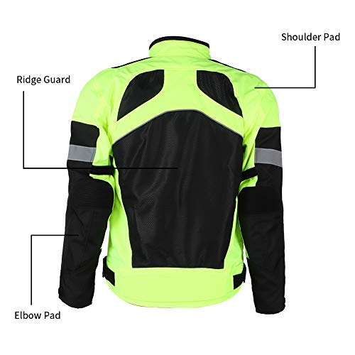 Terisass Chaquetas para montar en motocicleta para hombres, a prueba de viento, transpirable, para motocicleta, equipo protector de cuerpo completo, armadura, ropa reflectante(3XL)