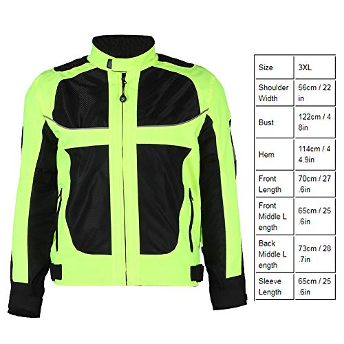 Terisass Chaquetas para montar en motocicleta para hombres, a prueba de viento, transpirable, para motocicleta, equipo protector de cuerpo completo, armadura, ropa reflectante(3XL)