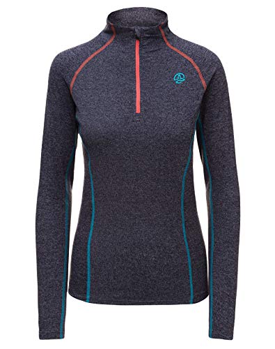 Ternua Alma 1/2 Zip LS W Camiseta, Mujer, Gris (Whales Grey Melange), M
