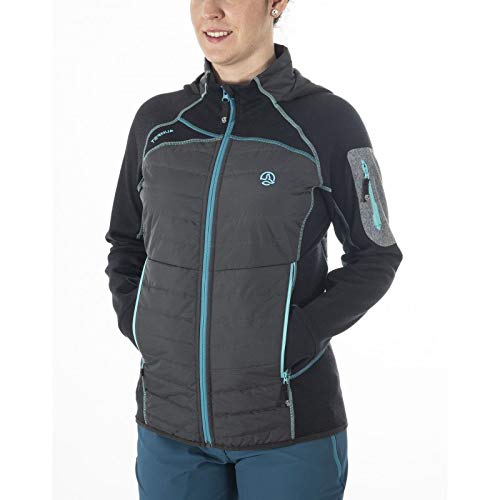 Ternua Lesha Hybrid Jkt W Chaqueta con Capucha, Mujer, Negro (Whales Grey/Blue Curacao), M