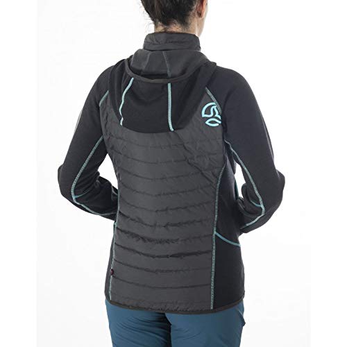 Ternua Lesha Hybrid Jkt W Chaqueta con Capucha, Mujer, Negro (Whales Grey/Blue Curacao), M