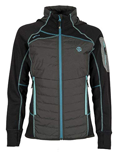 Ternua Lesha Hybrid Jkt W Chaqueta con Capucha, Mujer, Negro (Whales Grey/Blue Curacao), M