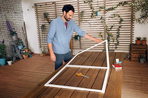 tesa Insect Stop FALT - Malla mosquitera para puertas con marco de aluminio plegable - Marco telescópico ajustable - Blanco - 80 cm x 170 cm a 100 x cm x 220 cm