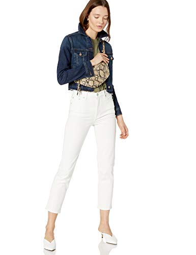 The Drop Downtown Chaqueta vaquera corta con bajo sin rematar para Mujer, Azul oscuro, L