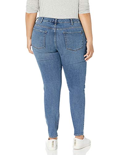 The Drop Venice Pantalón vaquero pitillo de talle medio para Mujer, Azul claro, 34