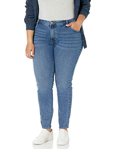 The Drop Venice Pantalón vaquero pitillo de talle medio para Mujer, Azul claro, 34