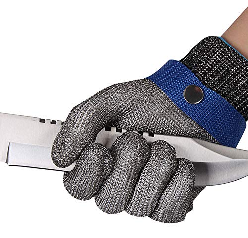 ThreeH Guantes de protección de seguridad Guantes de malla de acero inoxidable para cortar guantes de trabajo GL09 M(Un guante)