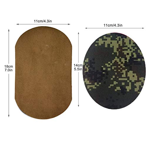 Tianher Parches Termoadhesivos Vaquero Tela ovalados Para Ropa Algodón Kit de Reparación de Planchar 11 camuflaje y 5 verde militar Reparar Codos de Costura Rodilla