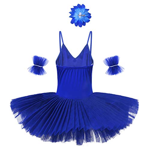 TiaoBug Niñas Maillots de Danza Ballet Vestido con Lentejuelas para Fiestas Leotardo Algodón con Tutú Infántil con Braga Interior para Niños 2-14 Años Azul Marino 13-14 años