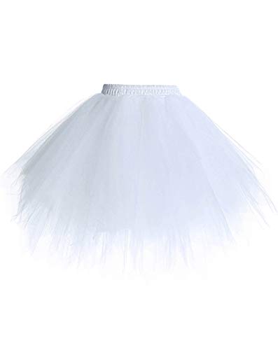 Timormode Tutu 50 - Falda de tul, corta, vestido de danza de ballet, color blanco, L