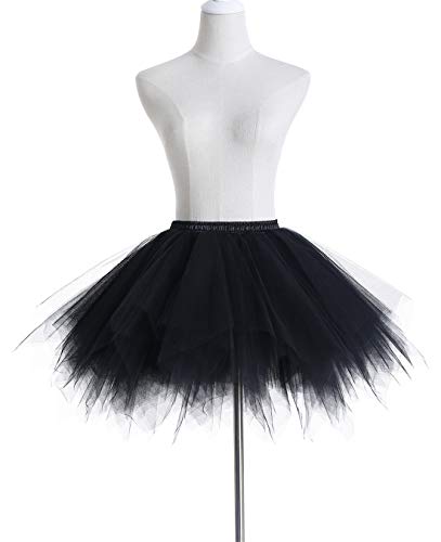 Timormode Tutu 50 - Falda de tul, corta, vestido de danza, estilo rockabilly, color negro, XL