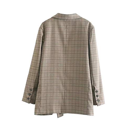 Tolerancia al frío Comprobar la Vendimia Ocasional de la Tela Escocesa Ajuste Delgado Manga Larga Chaqueta de la Chaqueta (Color : Plaid, Size : L)