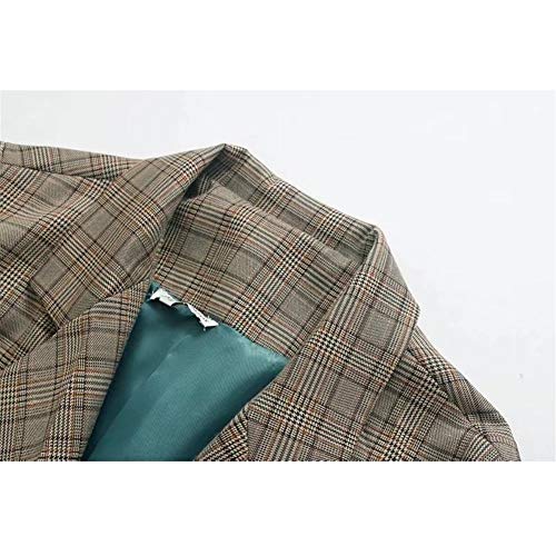 Tolerancia al frío Comprobar la Vendimia Ocasional de la Tela Escocesa Ajuste Delgado Manga Larga Chaqueta de la Chaqueta (Color : Plaid, Size : L)