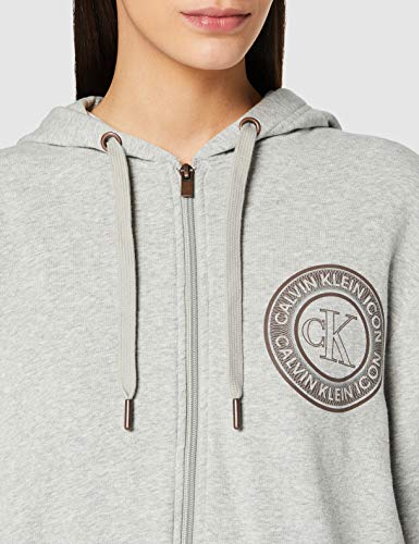 Tommy Hilfiger Full Zip Hoodie Suéter, Calor Gris, L para Mujer