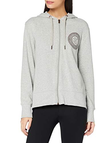Tommy Hilfiger Full Zip Hoodie Suéter, Calor Gris, L para Mujer