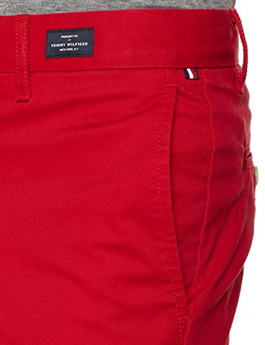 Tommy Hilfiger Hombre BLEECKER CHINO STR PIMA CTN Pantalones, Rojo (Red/611), W32/L34