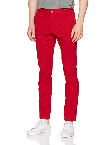 Tommy Hilfiger Hombre BLEECKER CHINO STR PIMA CTN Pantalones, Rojo (Red/611), W32/L34