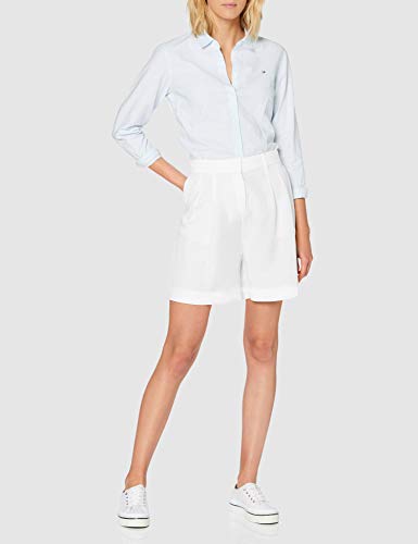 Tommy Hilfiger Linen Tencel Short Vaqueros Slim, Blanco (White Ybr), 40 para Mujer