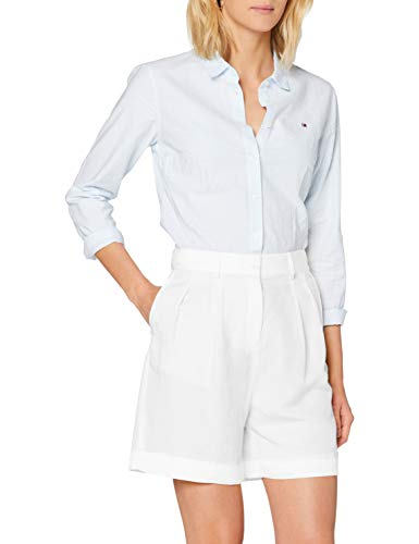 Tommy Hilfiger Linen Tencel Short Vaqueros Slim, Blanco (White Ybr), 40 para Mujer