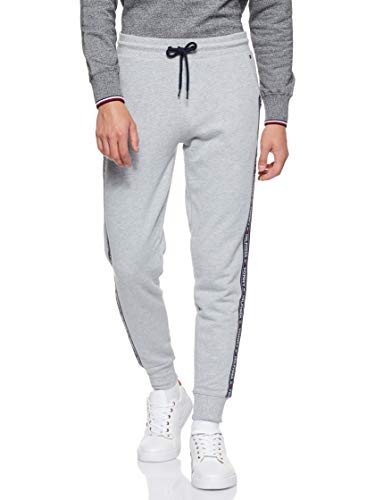 Tommy Hilfiger Repeat Logo Tape Joggers Pantalones Deportivos, Gris (Grey Heather), Large para Hombre