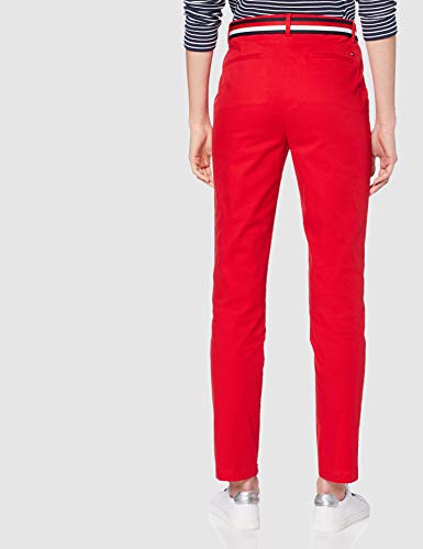 Tommy Hilfiger Slim Fit Chino Pantalones, Rojo (Red XLG), 85 (Talla del Fabricante: 32) para Mujer