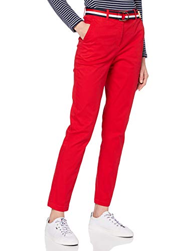 Tommy Hilfiger Slim Fit Chino Pantalones, Rojo (Red XLG), 85 (Talla del Fabricante: 32) para Mujer