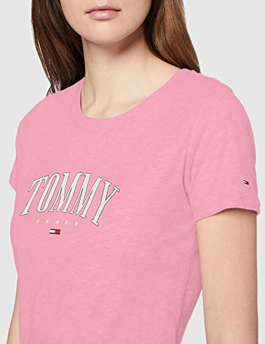 Tommy Jeans Tjw Tommy Script tee Camiseta de Manga Corta, Rosa (Pink Daisy TOU), M para Mujer