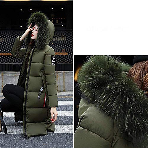 Tomwell Abrigo Plumas de Cremallera Acolchado Chaqueta Largo con Capucha de Larga para Mujer Invierno Chaqueta Plumón Parka Ejercito Verde ES 44