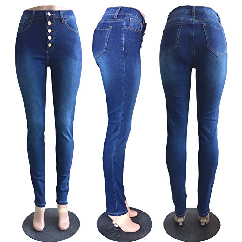 Tomwell Mujer Vaqueros Acampanados Pantalones Largos Elástico Cintura Alta Retro Flared Jeans Azul Claro Medium