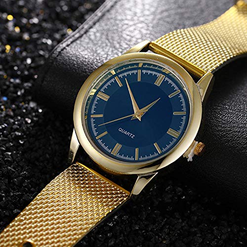 Topashe para Fashion Relojes de Cuarzo Impermeable,Reloj de Negocios de Moda, Correa de Malla Reloj de Cuarzo-Plata + Azul,Pequeño Minimalista Casual Reloj para Cuarzo