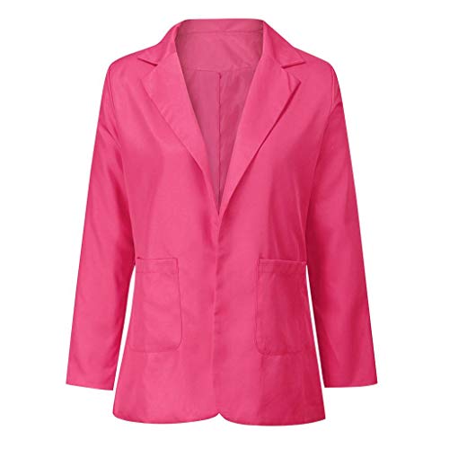 Trajes Mujer Invierno Otoño 2019 SHOBDW Liquidación Venta Abrigos Mujer Elegantes Color Sólido Chaqueta Mujer Solapa Cardigan Mujer Largos Rebajas Casual Blazers Mujer Talla Grande(Rosa,XXL)