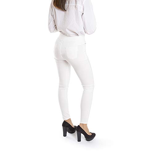Trendcool Pantalones Elasticos. Jeans Mujer de Colores. Pantalon Mujer Push Up. Blanco. (L, M7)