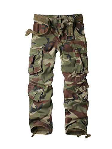 TRGPSG Pantalones Cargo Casuales de algodón para Mujer, Pantalones de Camuflaje para Trekking y Combate al Aire Libre, Pantalones de Trabajo tácticos Militares con múltiples Bolsillos