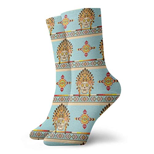 Tribal Navajo Patrón de ladrillo Unisex Novedad Crew Calcetines Vintage India Lotus Étnico Elefante Estampado Calcetines de Vestir para Hombres Mujeres