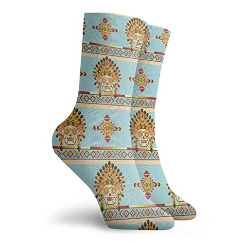 Tribal Navajo Patrón de ladrillo Unisex Novedad Crew Calcetines Vintage India Lotus Étnico Elefante Estampado Calcetines de Vestir para Hombres Mujeres
