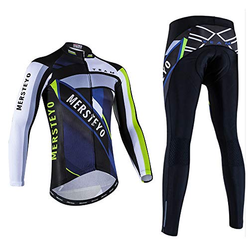 TTPF Jersey de Ciclismo Conjunto de Manga Larga Mans Sudadera Chaqueta Ropa Deportiva al Aire Libre Ropa Pantalones Transpirables de Secado rápido Pantalones para Primavera otoño,XL