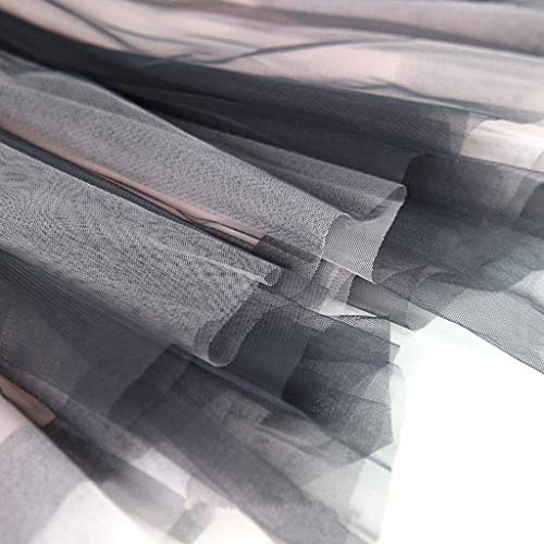 TUDUZ Mujeres Verano Falda La Altura del Tobillo Enaguas  Columpio De Tul Falda  Plisado FaldaTutu Cintura Alta Falda De Malla Falda Maxi (A-Gris, Free Size)