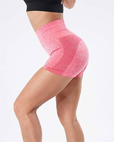 Tuopuda Pantalones Deportivos Cortos de Correr para Mujer Mallas Elásticas Leggings Sin Costuras de Alta Cintura para Fitness Yoga Correr Secado Rápido (Rosa,L)